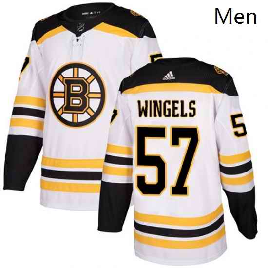 Mens Adidas Boston Bruins 57 Tommy Wingels Authentic White Away NHL Jersey